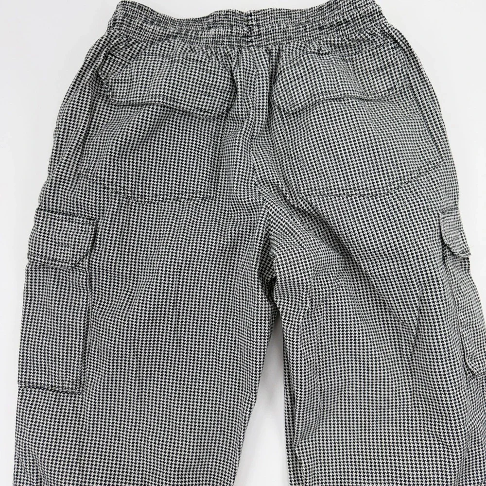 Chefwear Mens Houndstooth Cargo Chef Pants Black White Check CW3200 Size M